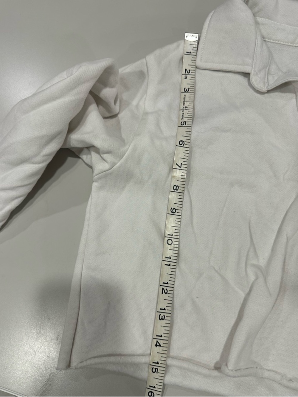 White Long Sleeve Polo with Orange Heart Patch - Picture 4 of 5
